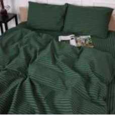 Комплект постельного белья Бязь 17-0612 Stripe Emerald 175х210 см изумрудный MirSon