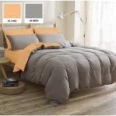 Комплект постельного белья Estivella (15-1415+19-0000) Mikrosatin Premium 2х160х220 см оранжевый/серый MirSon