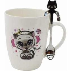 Чашка с ложкой Ardesto Music 320 мл фарфор белая AR3041BS Чашка с ложкой Ardesto Music 320 мл фарфор белая AR3041BS