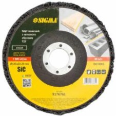 Круг зачистной Sigma из нетканого абразива (коралл) Т27 Ø125×22.23мм черный мягкий 9176761