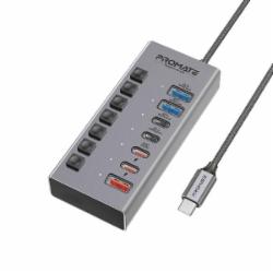 USB-хаб Promate 7-в-1 Gegahub-10G Grey