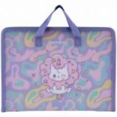 Папка-портфель на молнии A4 Rainbow Catcorn K24-202-1 KITE