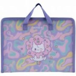 Папка-портфель на молнии A4 Rainbow Catcorn K24-202-1 KITE