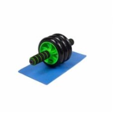 Ролик для пресса EasyFit 3 колеса с ковриком зеленый