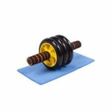 Ролик для пресса EasyFit 3 колеса с ковриком желтый