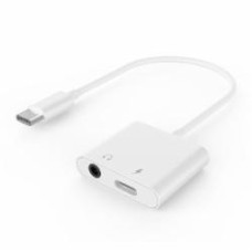 Адаптер для наушников USB-C - стерео-аудио 3.5 mm + USB-C 0,1 м white (A-CM-3.5FP-01)