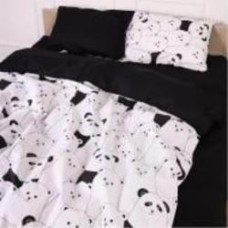 Комплект постельного белья Бязь 17-4849 White bear 220х240 см черный с белым MirSon
