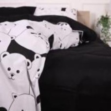 Простынь Бязь 17-4849 White bear 180x220 см черный с белым MirSon