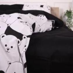 Простынь Бязь 17-4849 White bear 180x220 см черный с белым MirSon