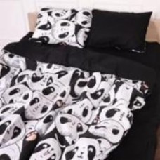 Пододеяльник Бязь 17-4850 Panda 220x240 см черный с белым MirSon