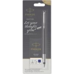 Ручка перьевая Parker Vector Black + Картриджи Parker Quink 5 шт. синий (102259)
