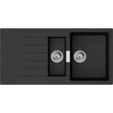 Мойка для кухни Hansgrohe S52 гранитная прямоугольная с крылом 980х480х190 мм накладная S520-F530 черный графит