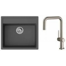 Мойка для кухни + смеситель Hansgrohe гранитная S520-F510 + Talis M54 графит