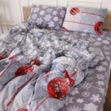 Комплект постельного белья Бязь 17-0657 Mistletoe 220х240 см серый с красным MirSon