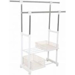 Держатель для одежды PROзапас 830(max1360)x400x1270(max1570) мм двойной с полками с ящиками для хранения (2 шт) белый