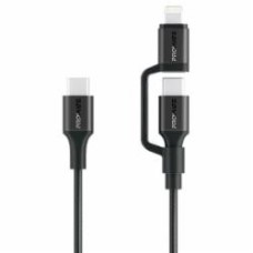 Кабель Promate PowerLink-CCi USB-C to USB-C/Lightning 1,2 м black (powerlink-cci.black)