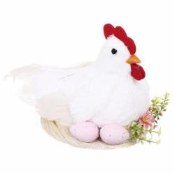 Декорация пасхальная Курица на гнезде белая 23х16 см
