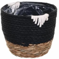 Кашпо ПВХ флористическое 18x15 см FWP23-6-3 круглый черный с коричневым