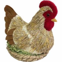 Декорация пасхальная пенопласт. курица солом. Натур. 20х12х18 см