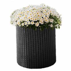 Горшок пластиковый Keter S Cylinder Planter круглый 7 л серый