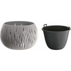 Горшок пластиковый Prosperplast Sandy Bowl 2 в 1 круглый 1,4 л серый (22981-405)