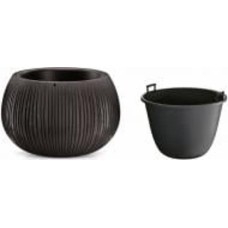Горшок для цветов Prosperplast Beton Bowl 180мм с вкладышем круглый 4 л черный (65896-411)