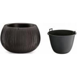 Горшок для цветов Prosperplast Beton Bowl 180мм с вкладышем круглый 4 л черный (65896-411)