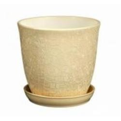 Горшок для цветов керамика Глория круглый шелк беж 0,5 л Nana ceramics (482)
