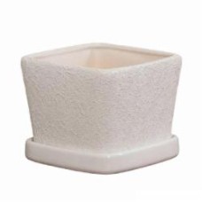 Горшок для цветов керамика Квадрат квадратный шелк белый 1 л Nana ceramics (482)