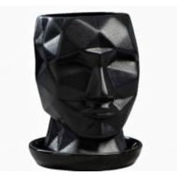 Горшок для цветов керамика Кай фигурный черный матовый 2 л Nana ceramics (482)