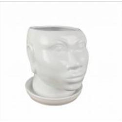 Горшок для цветов керамика Африканка фигурный белый муар 1,7 л Nana ceramics
