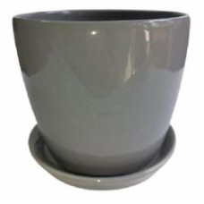 Горшок для цветов керамика 15x15x14 см круглый светло-серый 2 л Eterna (802-14)