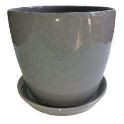 Горшок для цветов керамика 15x15x14 см круглый светло-серый 2 л Eterna (802-14)