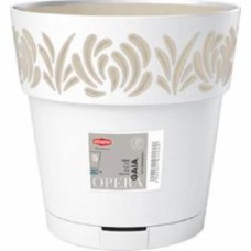 Горшок пластиковый Stefanplast Opera Gaia круглый 7,5 л белый/травертин (88500)