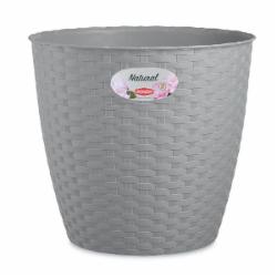 Вазон пластиковый Stefanplast Natural круглый 12,5 л серый (73846)