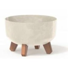 Горшок для цветов PRP Gracia Low Beton Effect 240 мм низкий на ножках крем круглый (71884-700)