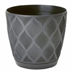 Горшок для цветов Form-Plastic Флоу с подставкой круглый антрацит (5025-014)