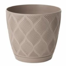 Вазон пластиковый Form-Plastic Флоу с подставкой круглый бежевый (5025-051)