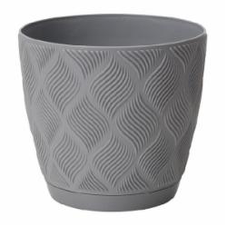 Вазон пластиковый Form-Plastic Флоу с подставкой круглый платина (5025-040)