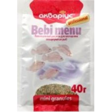 Корм Акваріус Bebi menu мини гранулы 40 г (белки, жиры, клетчатка)