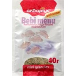 Корм Акваріус Bebi menu мини гранулы 40 г (белки, жиры, клетчатка)