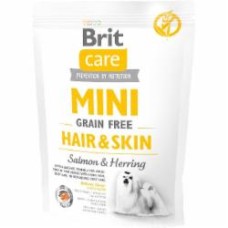 Корм для малых пород Brit Care Mini Grain Free Hair & Skin с лососем и селедкой, 400г, 170783 400 г