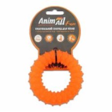 Игрушка для собак AnimAll Кольцо с шипами 9 см оранжевое 88162