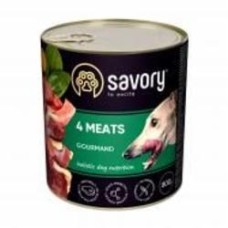 Корм влажный для взрослых собак для всех пород Savory 4 вида мяса 800 г