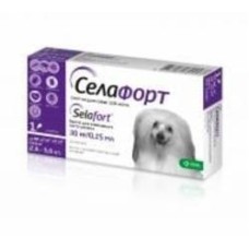 Капли для собак KRKA от эндо/экто паразитов Селафорт Спот-он, вес 2,6-5 кг (1 п-тка 0,25 мл в уп.)