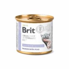 Корм влажный для взрослых котов Brit VetDiets при острых и хронических заболеваниях ЖКТ лосось, горох 200 г