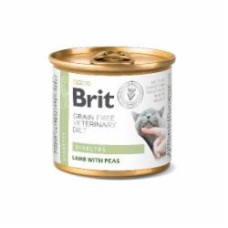 Корм влажный для взрослых котов Brit VetDiets при сахарном диабете ягненок, горох 200 г