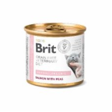 Корм влажный для взрослых котов Brit VetDiets с пищевой аллергией и непереносимостью ингредиентов лосось, горох 200 г