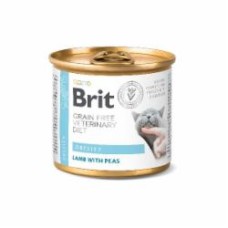 Корм влажный для взрослых котов Brit VetDiets при ожирении и избыточном весе ягненок, горох 200 г