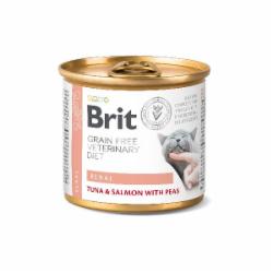 Корм влажный для взрослых котов Brit VetDiets с хронической почечной недостаточностью тунец, лосось, горох 200 г